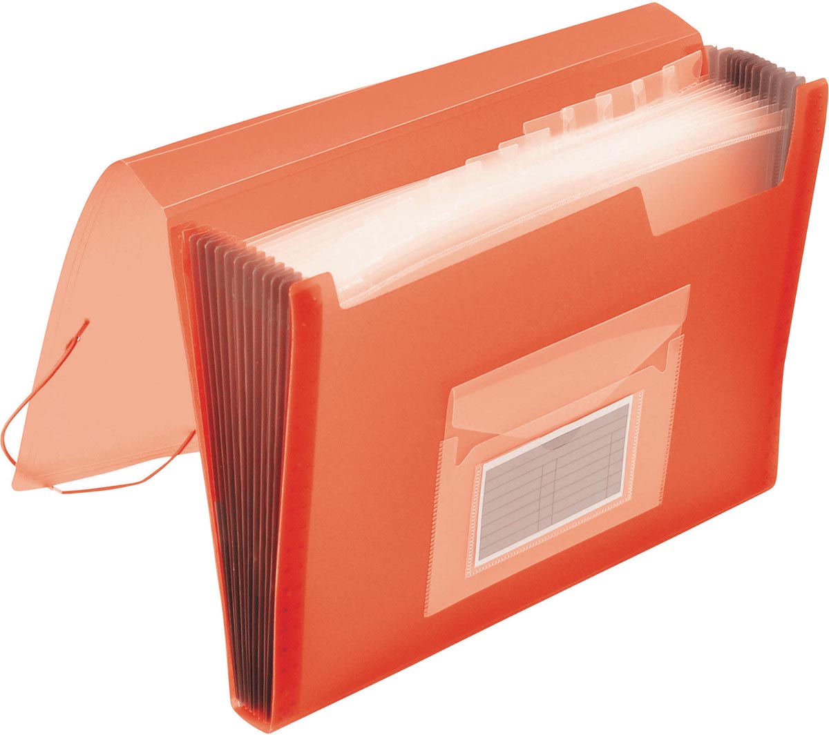 Q-CONNECT - front folder, A4, PP, with 13 compartments, elastic closure, transparent red