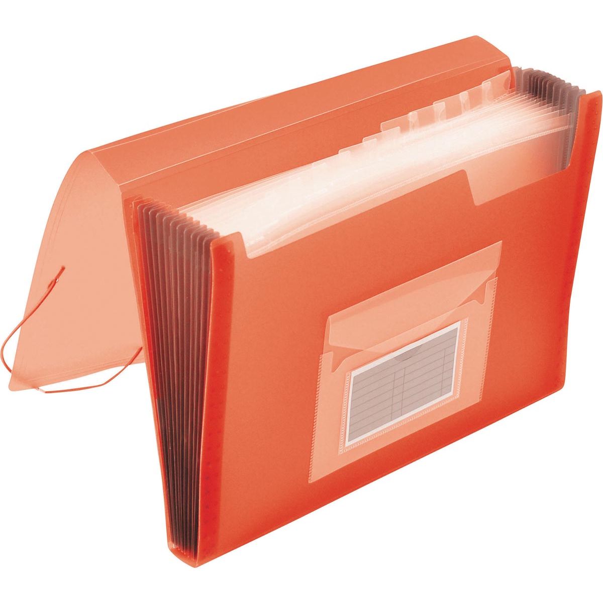 Q-CONNECT - front folder, A4, PP, with 13 compartments, elastic closure, transparent red