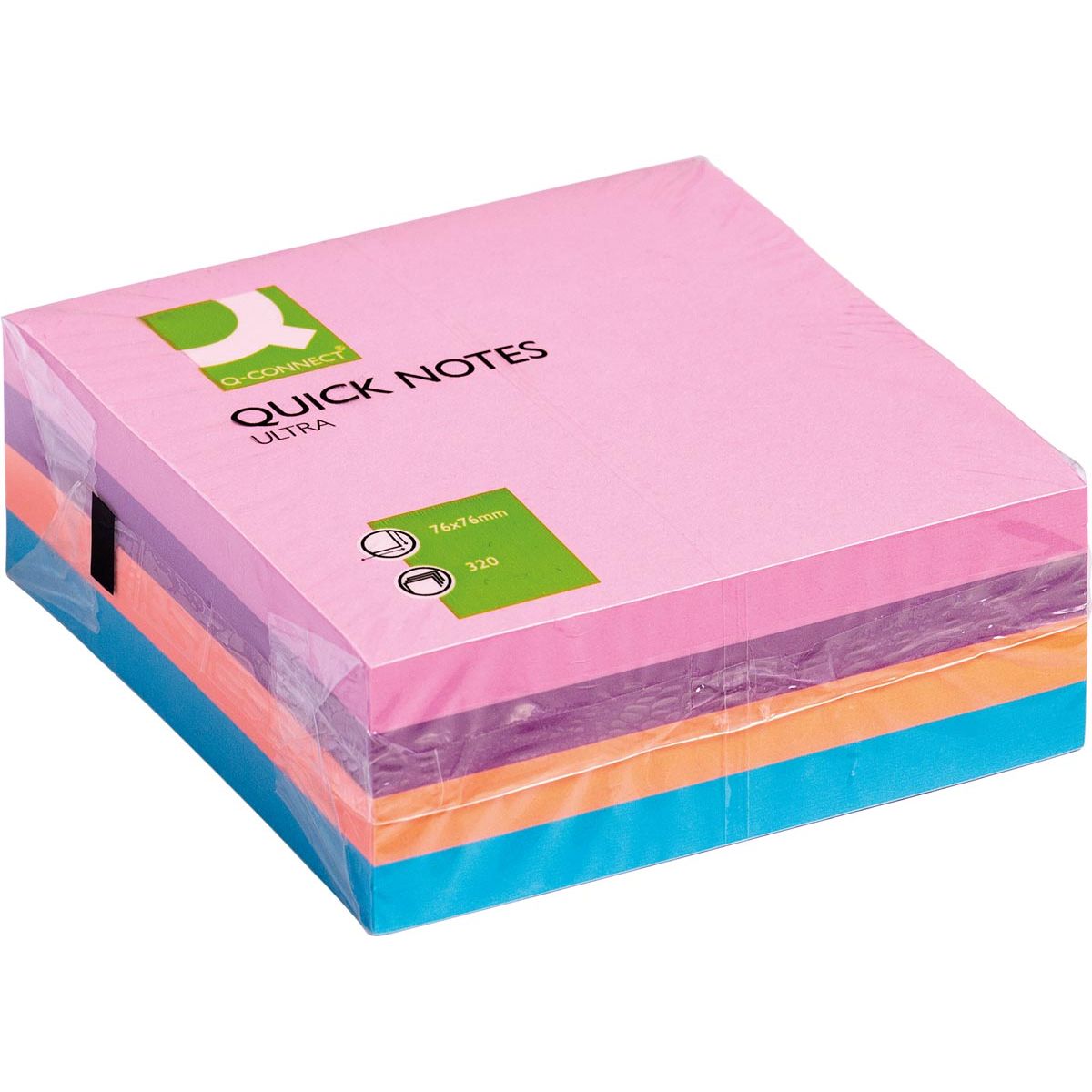 Q-CONNECT - Quick Notes, ft 76 x 76 mm, 320 vel, geassorteerde kleuren