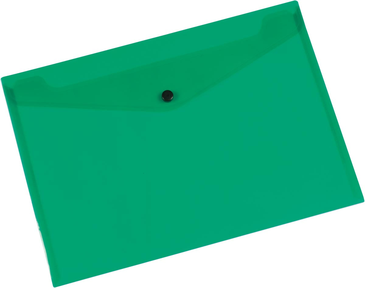 Q-CONNECT - documentenmap, A4, transparante PP, drukknopsluiting, groen