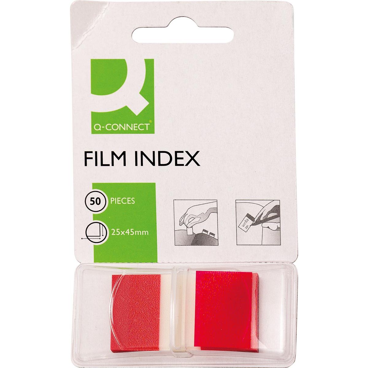 Q-CONNECT - Index, Fuß 25 x 45 mm, 50 Tabs, rot