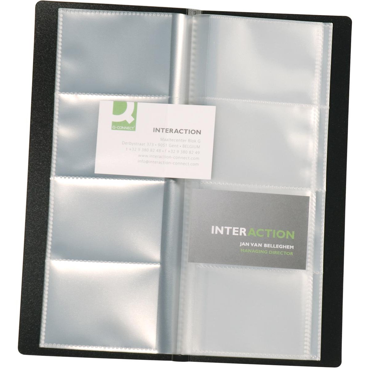 Q-CONNECT - Visitenkartenmappe, Ft 11 x 26 cm, für 160 Karten, schwarz