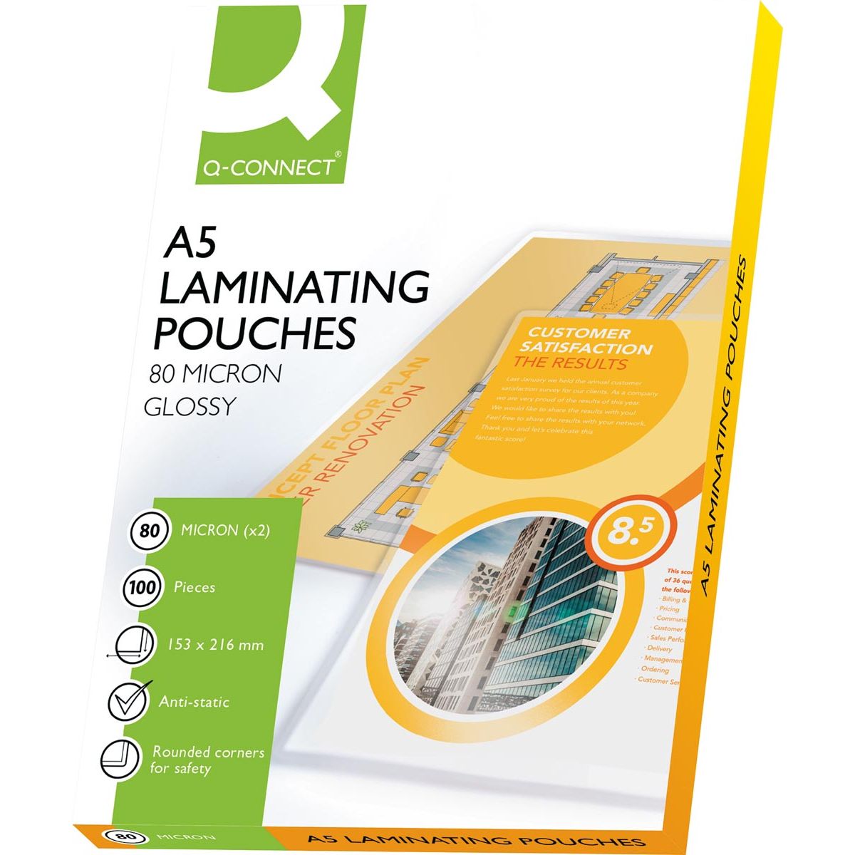 Q-CONNECT - Laminierfolie A5 2x 80 Mikron 100 Stück