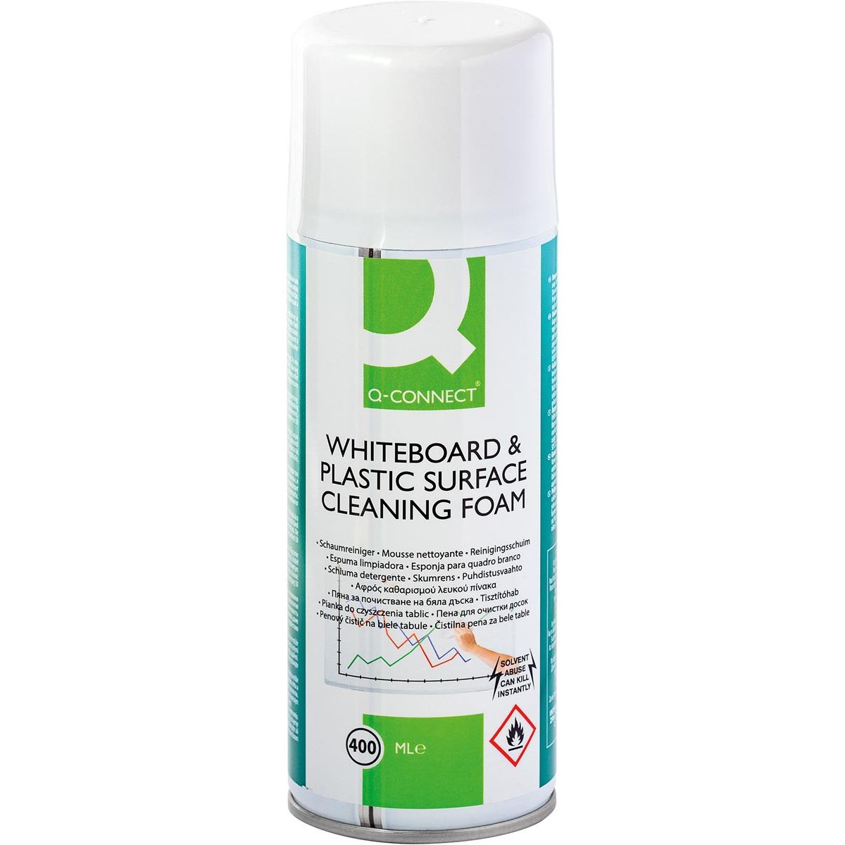 Q-CONNECT - limpiador en espuma, para pizarras blancas, 400 ml