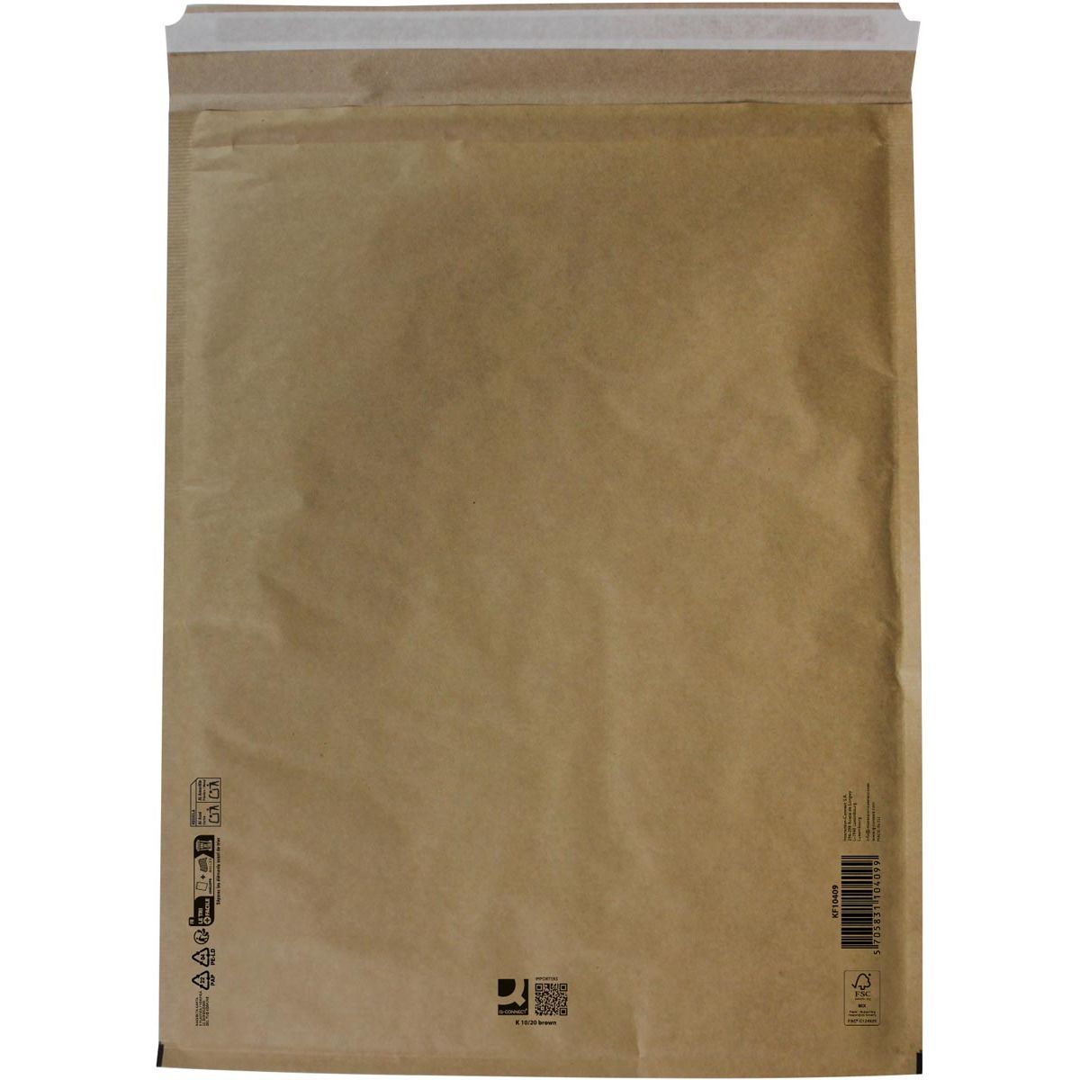 Q-CONNECT - luchtkussenenveloppen, bruin, 10-K, 370 x 480 mm, doos van 50 stuks