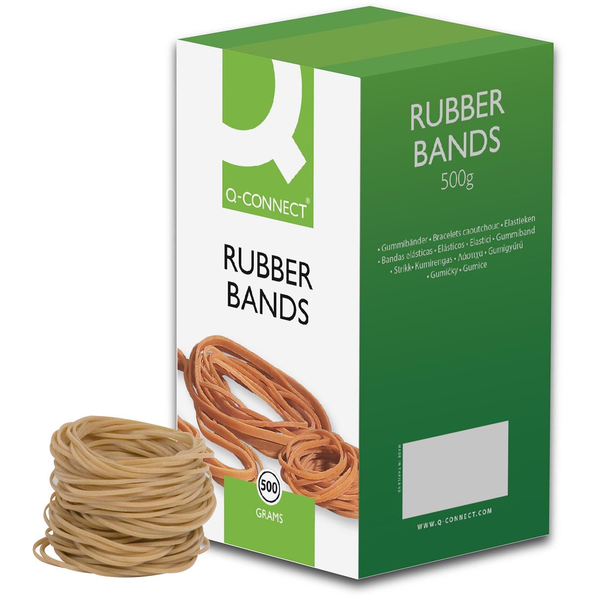 Q-CONNECT - Gummibänder, Breite 1,5 mm, Länge 90 mm, Nr. 19, Schachtel mit 500 g