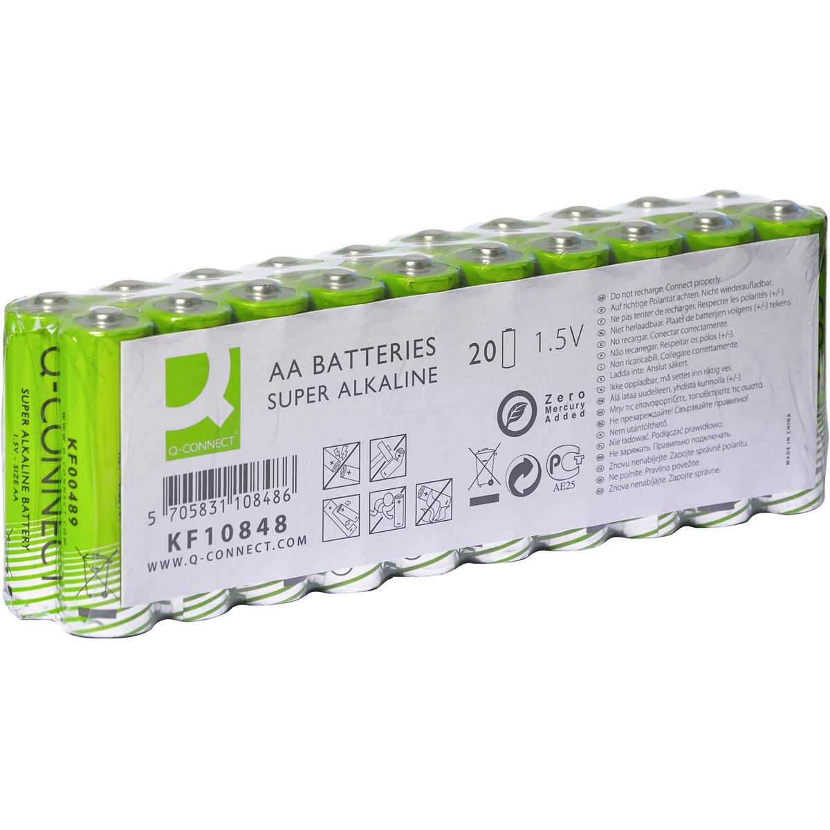 Q-CONNECT - batterij, alkaline, AA, pak van 20 stuks