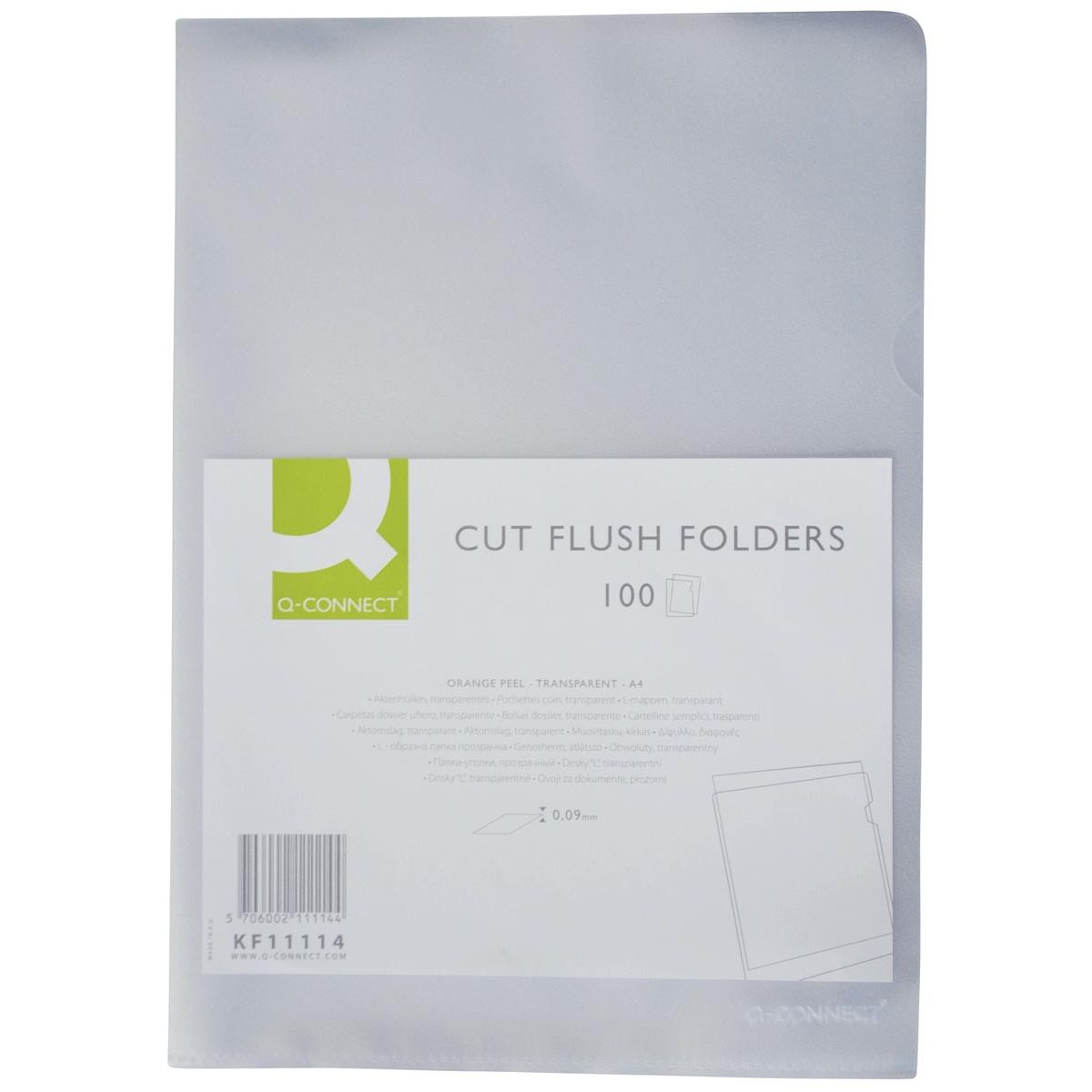 Q-CONNECT - L-map, gekorreld, 90 micron, pak van 100 stuks