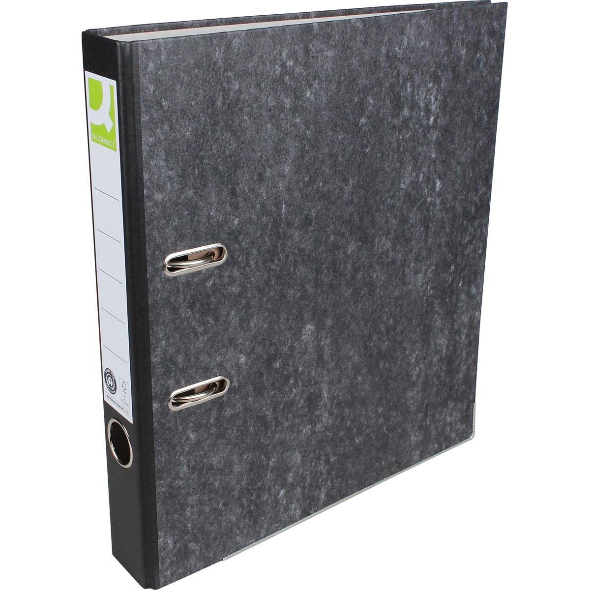 Q-CONNECT - carpeta, para pies A4, de cartón, lomo de 5 cm, negro nublado