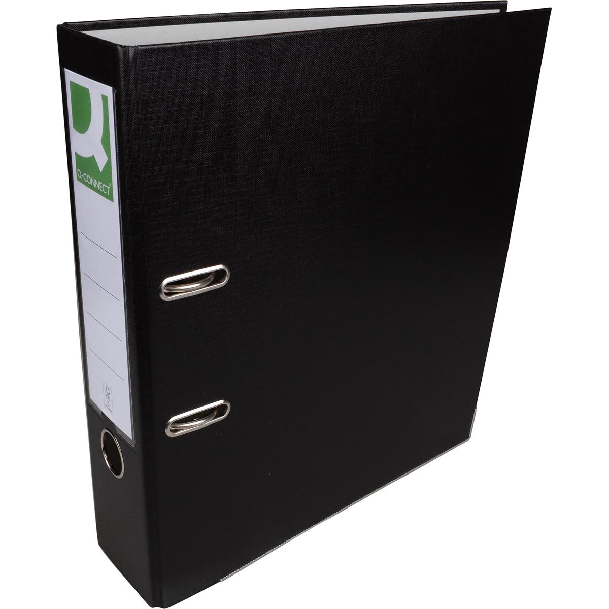 Q-CONNECT - classeur, pour ft A4, en PP et papier, avec bord de protection, dos de 8 cm, noir