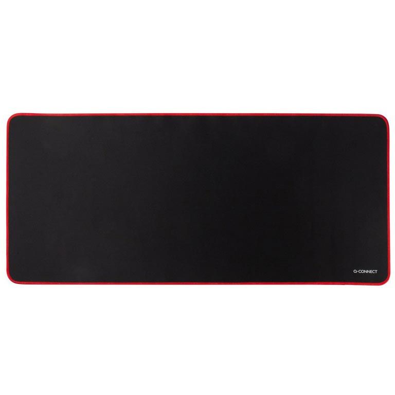 Q-CONNECT - bureauonderlegger en muismat, ft 90 x 40 cm, zwart met rode rand