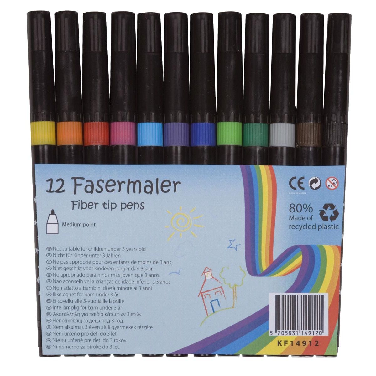 Q-CONNECT - viltstift, geassorteerde kleuren, pak van 12 stuks