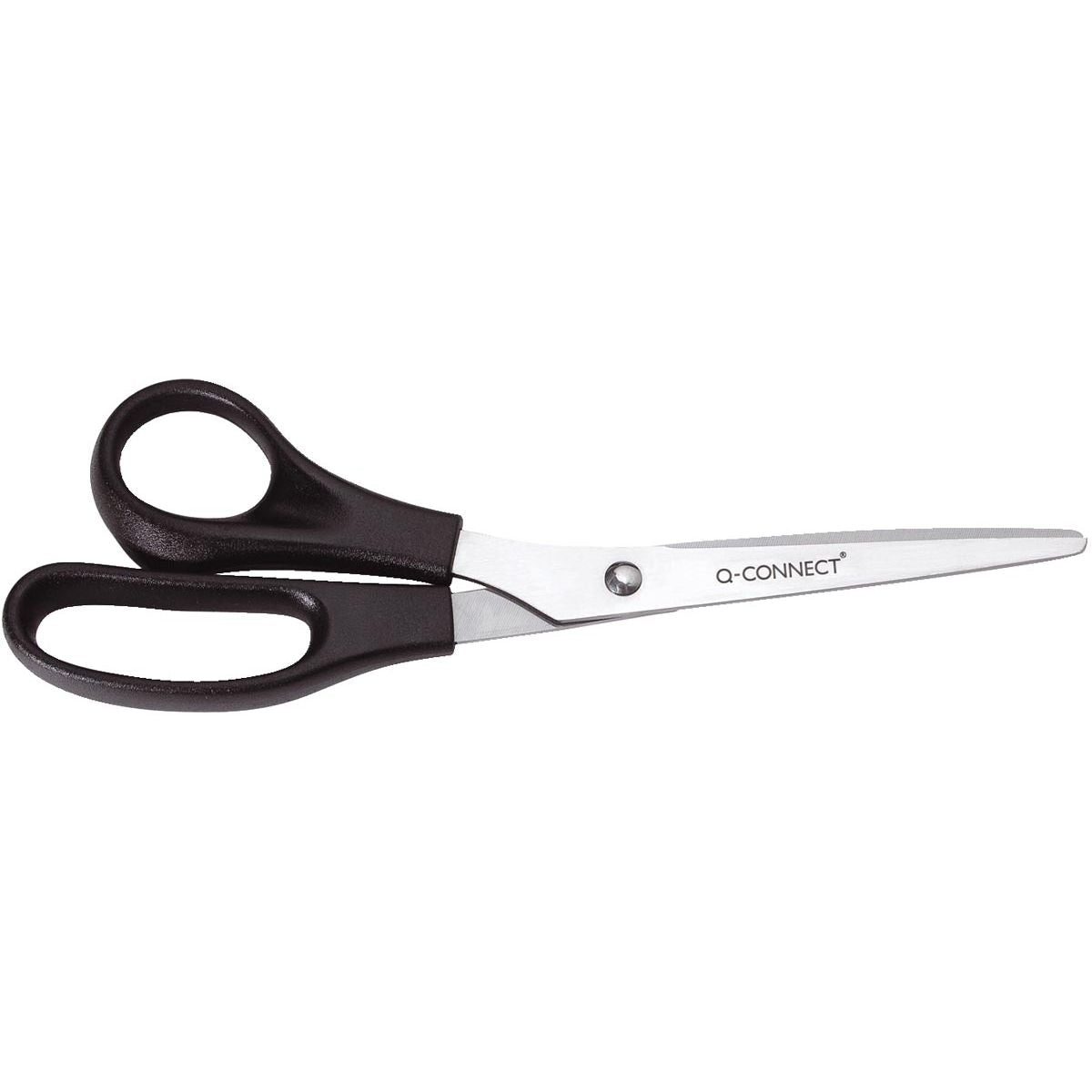 Q-CONNECT - schaar Lefty, ft 21 cm, links, ronde punt, RVS, zwart, blister van 1 stuk