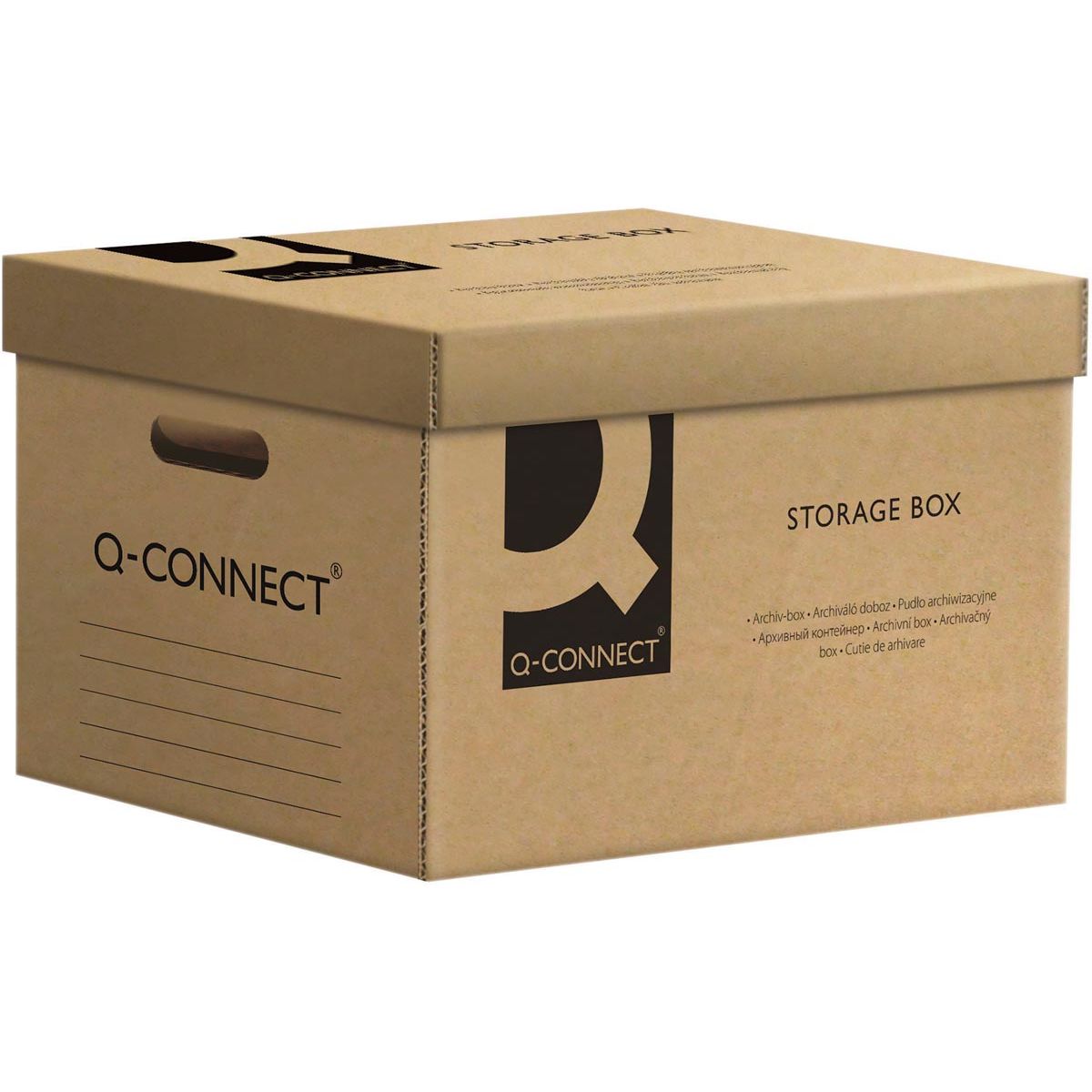 Q-CONNECT - containerdoos, met deksel, formaat: 51,5 x 30,5 x 35 cm, grijs