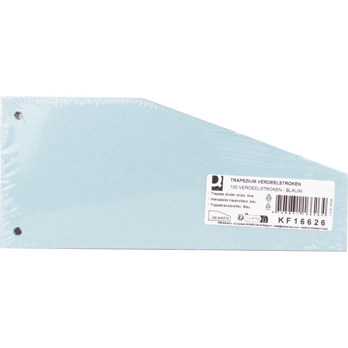 Q-CONNECT - trapezium verdeelstroken, pak van 100 stuks, blauw