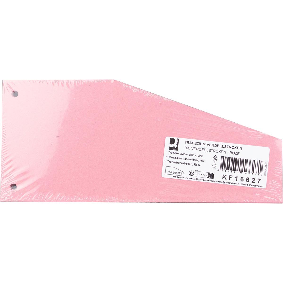 Q-CONNECT - trapezium verdeelstroken, pak van 100 stuks, roze