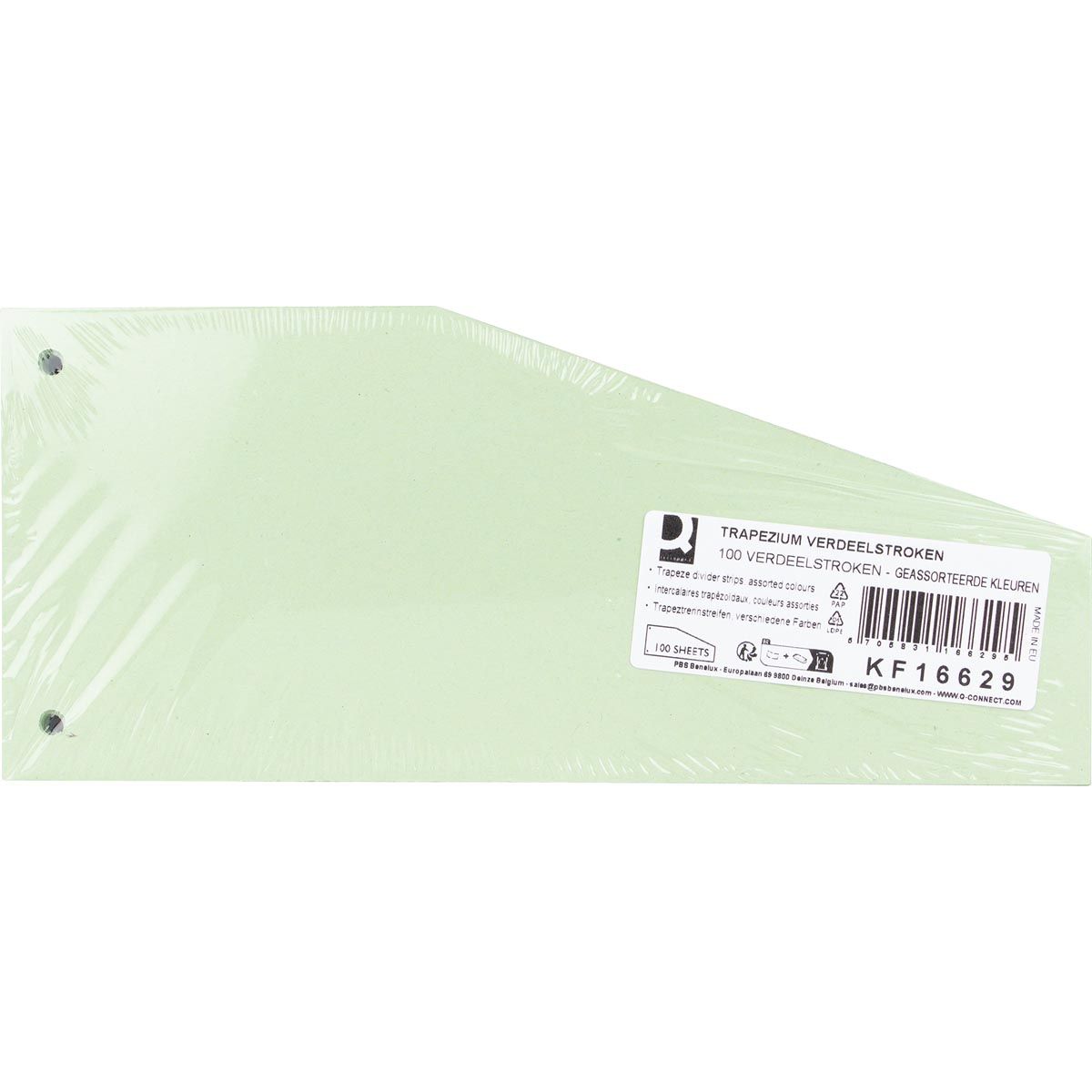 Q-CONNECT - trapezium verdeelstroken, pak van 100 stuks, geassorteerde kleuren