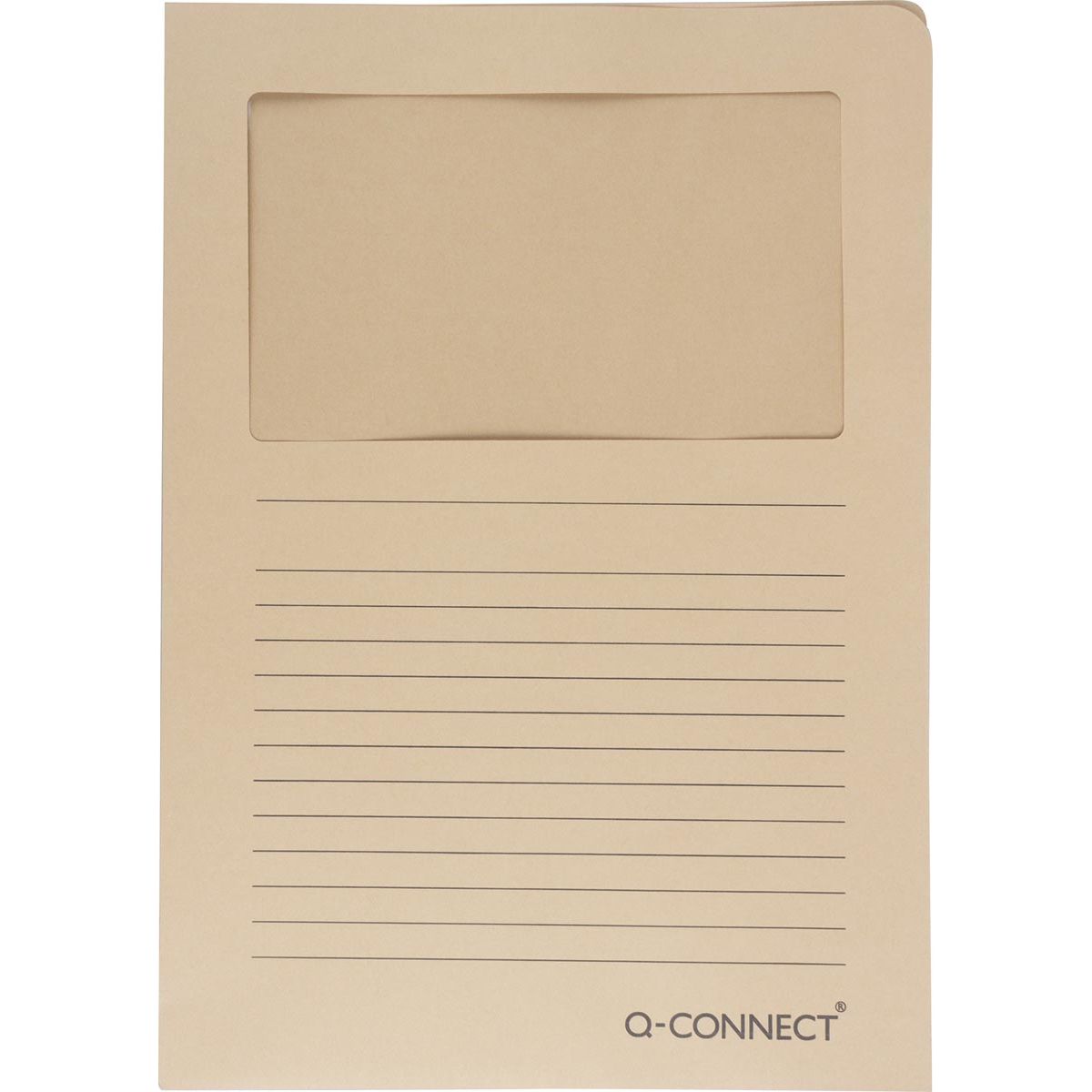 Q-CONNECT - Carpeta en L con ventana, 120 g/m², A4, paquete de 100, kraft