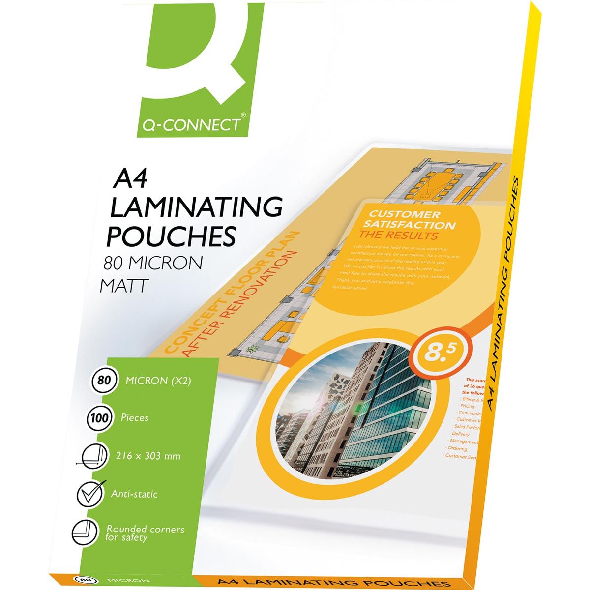 Q-CONNECT - lamineeretui A4 2x 80 micron mat 100 stuks