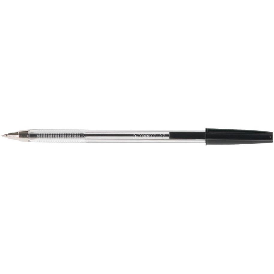 Q-CONNECT - penna a sfera, con cappuccio, 0,7 mm, punta media, nera, scatola da 50 pezzi