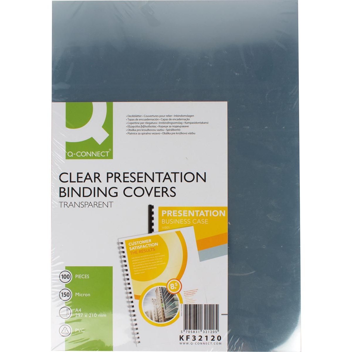 Q-CONNECT - Abdeckungen, ft A4, PVC, 150 Mikron, Packung mit 100 Stück, transparent