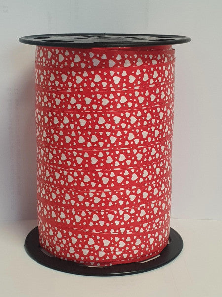 Krullint hartjes malo 10mm x 250 meter rood/wit