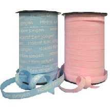 Krullint - paperlook 10mm x 250 meter kleur 208 hoera! een jongen