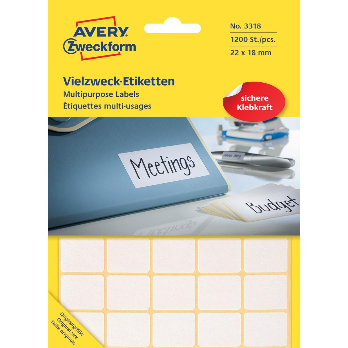 Avery Zweckform - Etiqueta Zweckform 3318 22x18mm blanco 1200 piezas