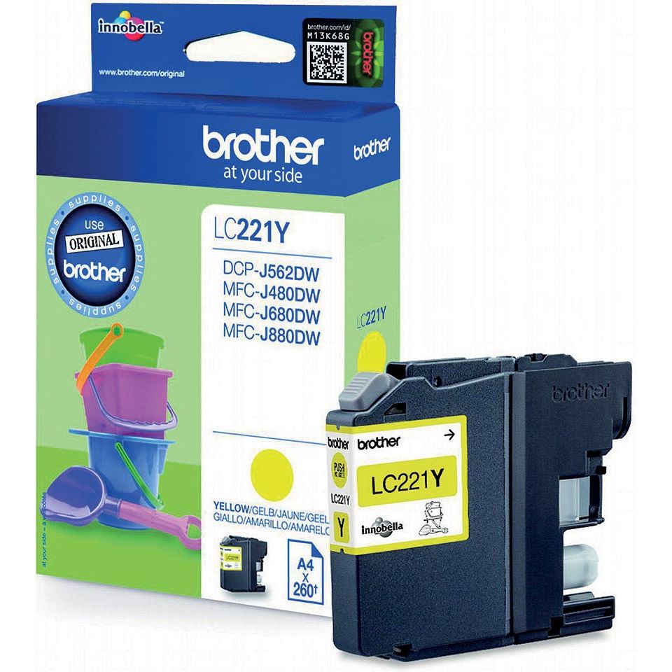 Brother - cartucho de tinta, 260 páginas, OEM LC-221YBP, amarillo