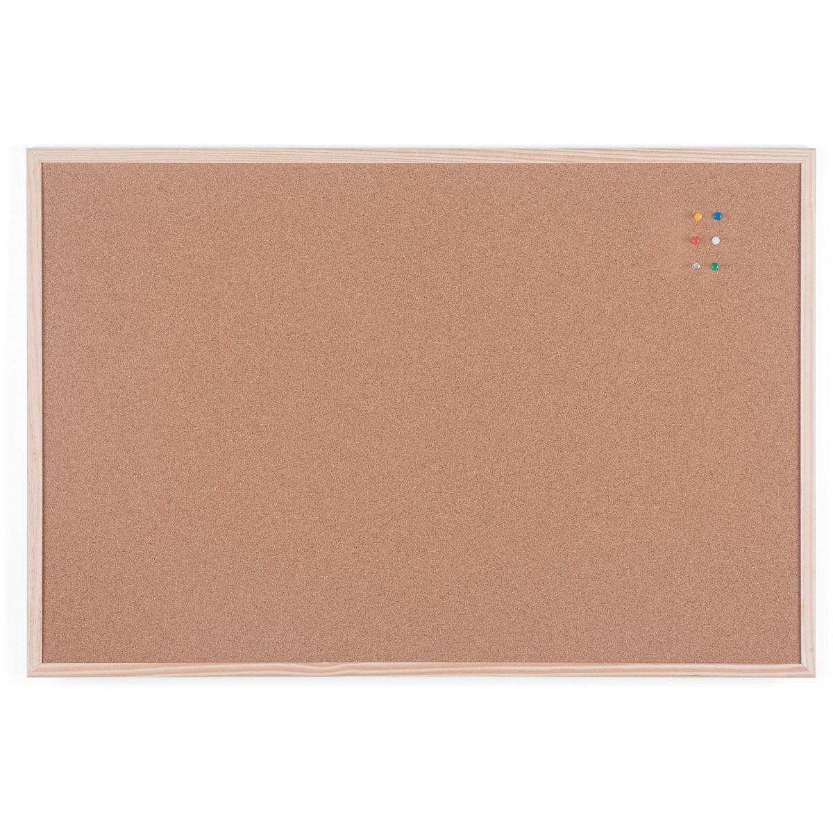 Bi-Office - Bi- kurkbord met houten kader, ft 90 x 60 cm