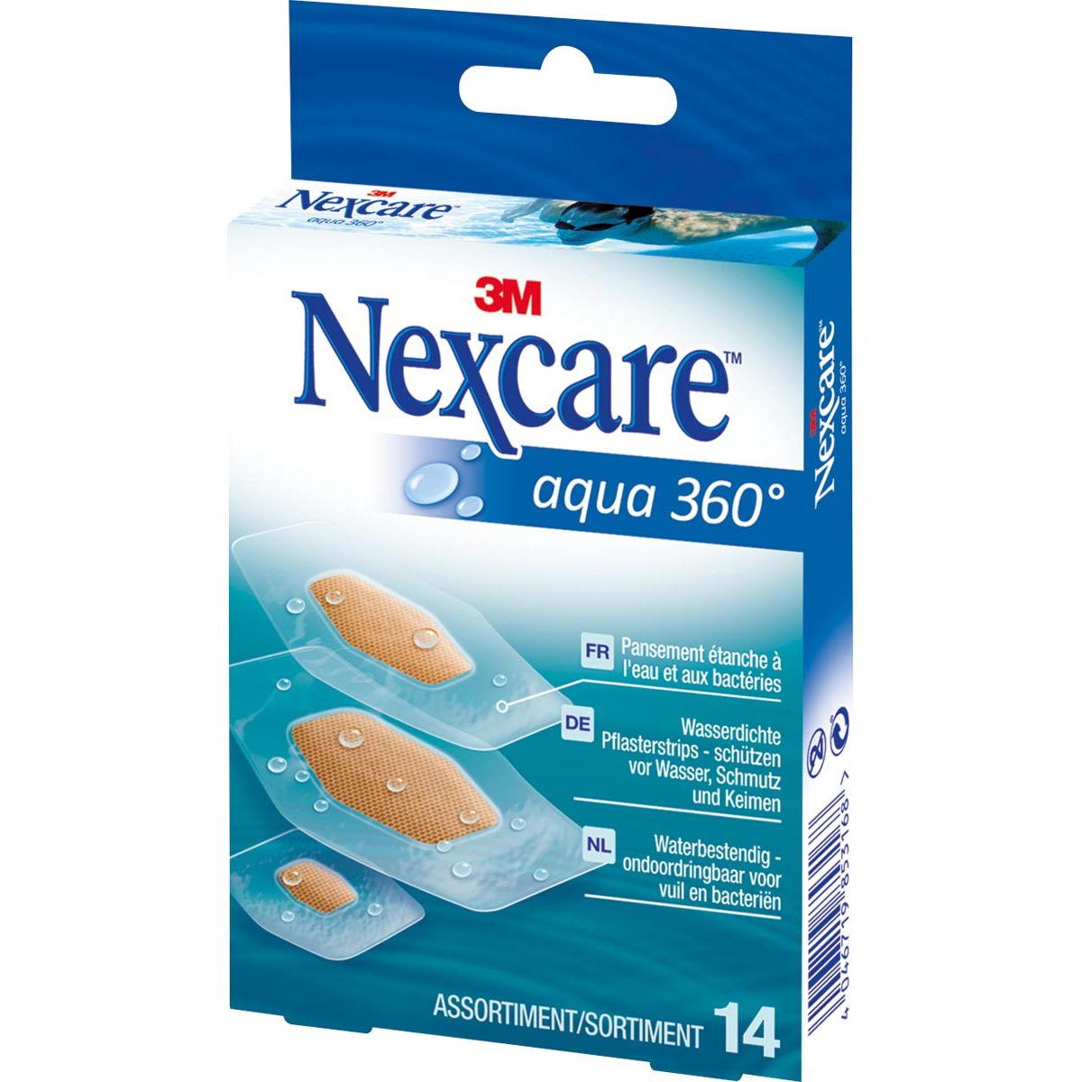 Nexcare - Yeso Aqua 360° 3 tamaños, paquete de 14 piezas