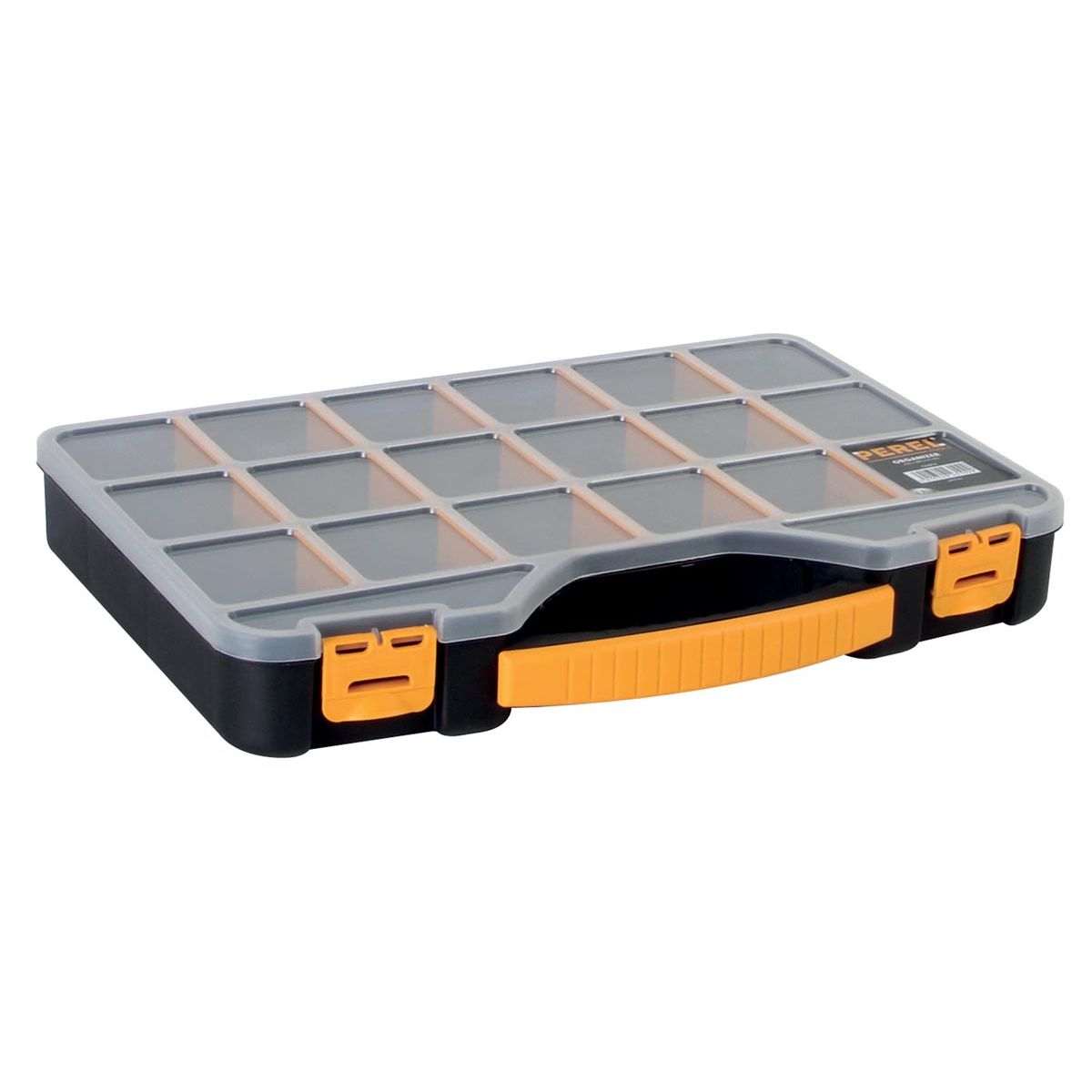 Perel - tool case with 18 compartments, black/yellow