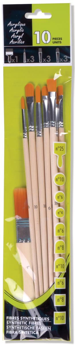 Klika - Acrylverfpenseel, set van 10 penselen