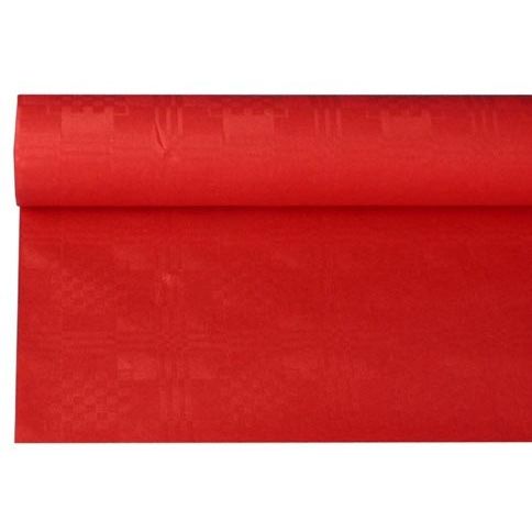 Papstar - Paper tablecloth with damask print, 1.2 x 8 m, red