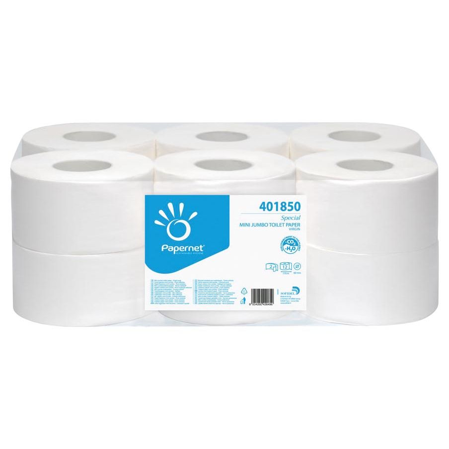 Papernet - papel higiénico Special Mini, 2 capas, 557 hojas, paquete de 12 rollos