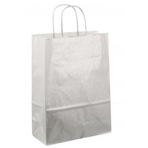 Bolsa de papel con cordón 22x10x31cm 50 uds plata