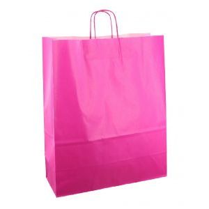 Bolsa de papel con cordón 32x12x41cm 50ud fucsia