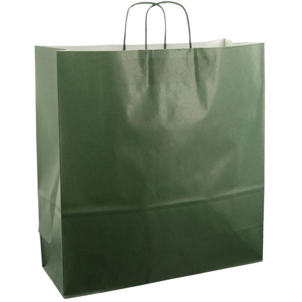 Bolsa de papel con cordón 45x17x47cm 50ud verde oscuro