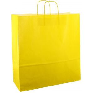Bolsa de papel con cordón 45x17x47cm 50ud amarillo brillante