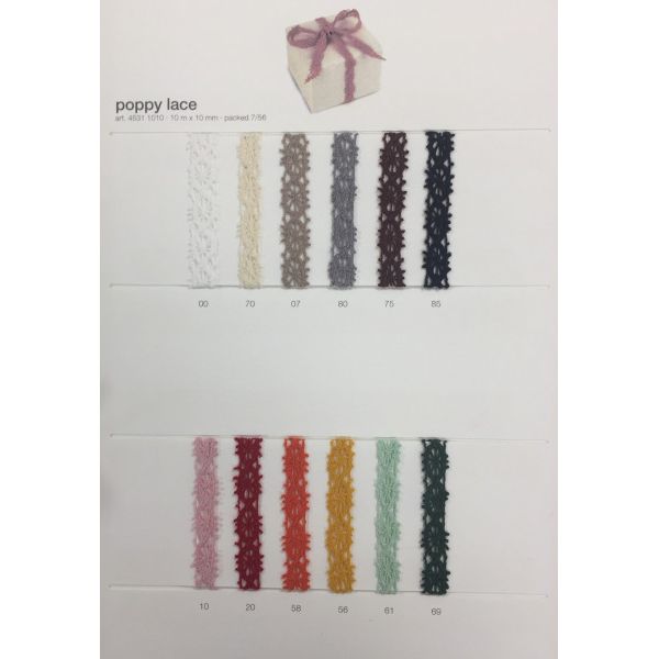 Poppy lace 10m x 10mm black