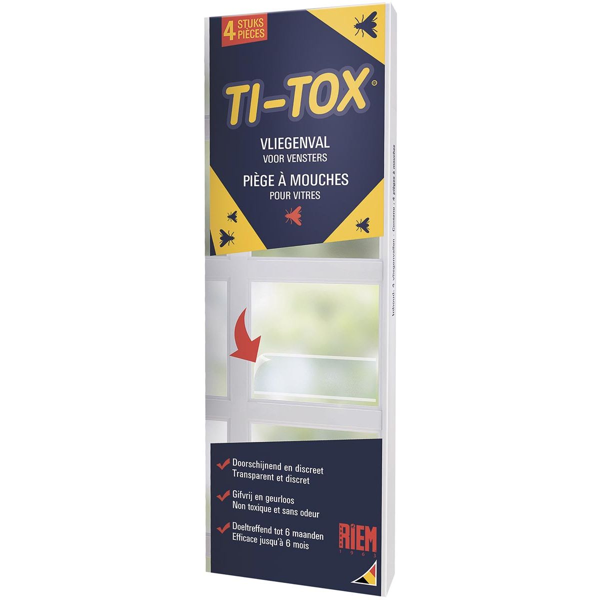 Correa - Adhesivo antimoscas Ti-Tox, transparente, 4 piezas