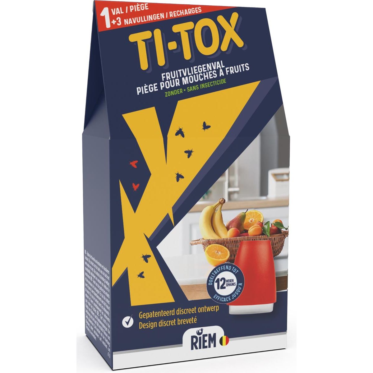 Riem - Ti-Tox fruitvliegenval, 1 val + 3 navullingen