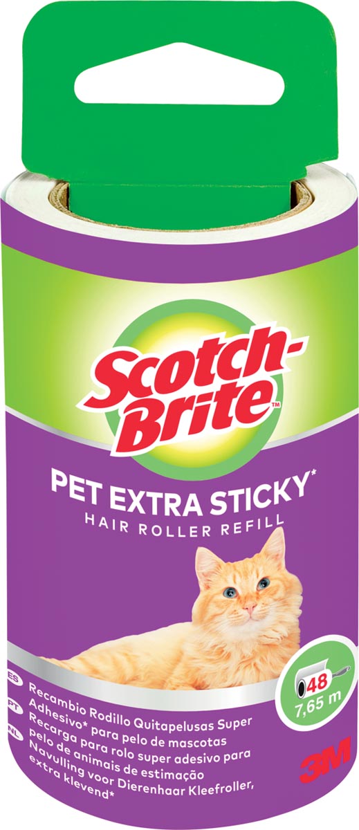 Scotch Brite - Brite lint roller refill, extra adhesive for animal hair, 48 sheets