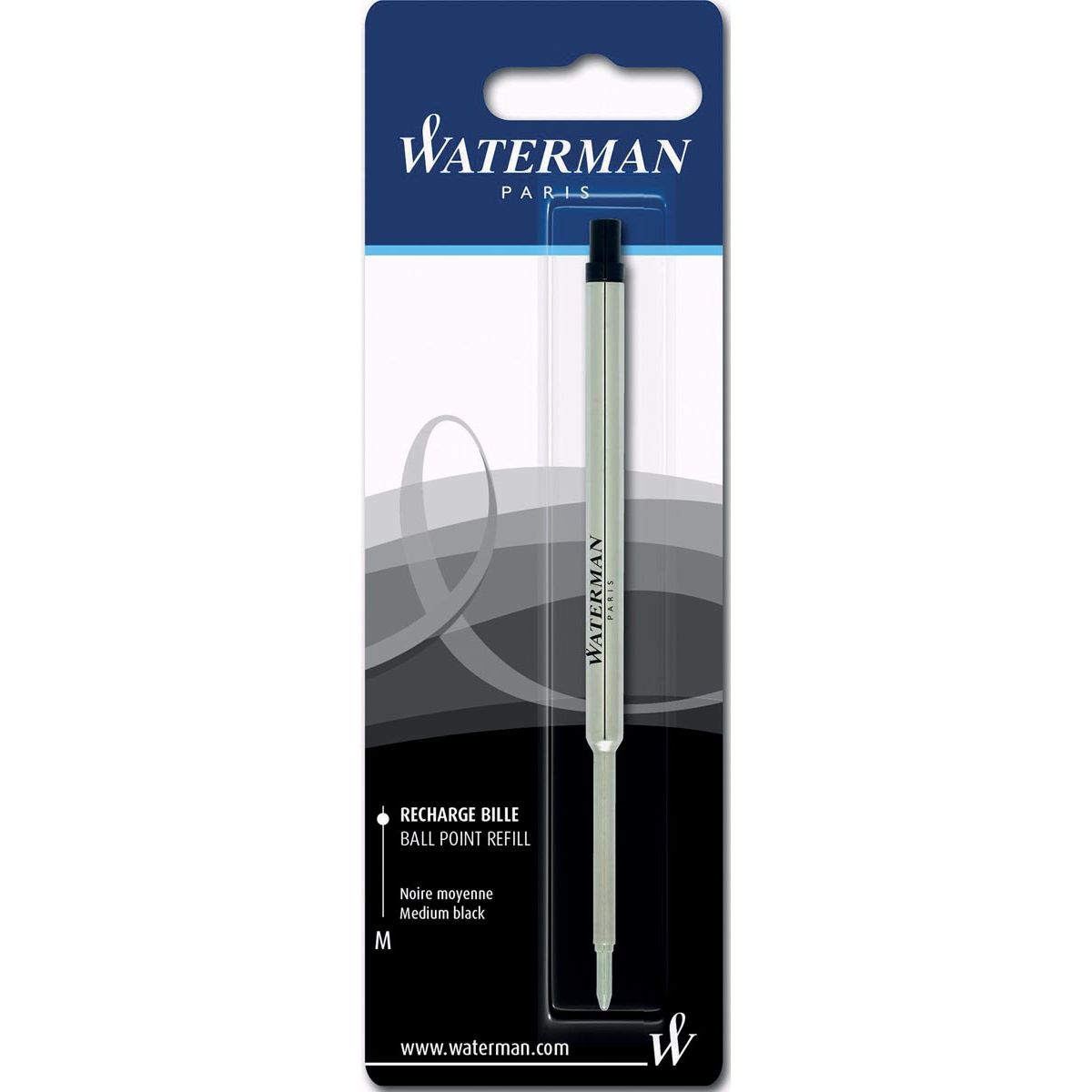 Waterman - recharge pour stylo à bille moyen, noir, sur blister