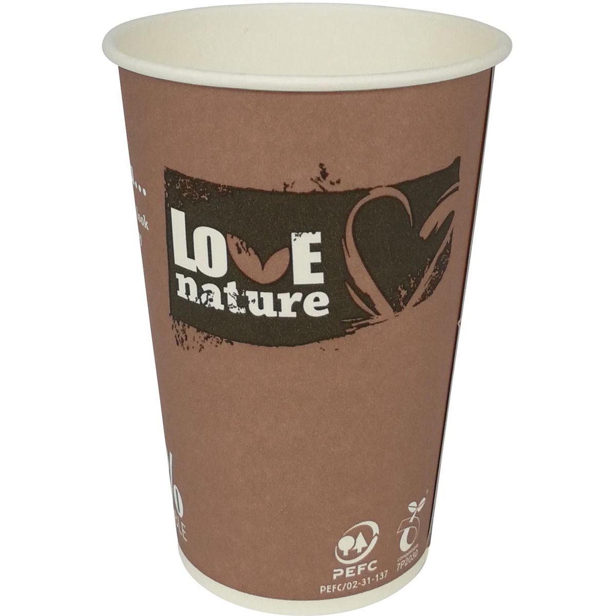 Sin marca - Vaso Love Nature, de cartón, 180 ml, paquete de 80 unidades