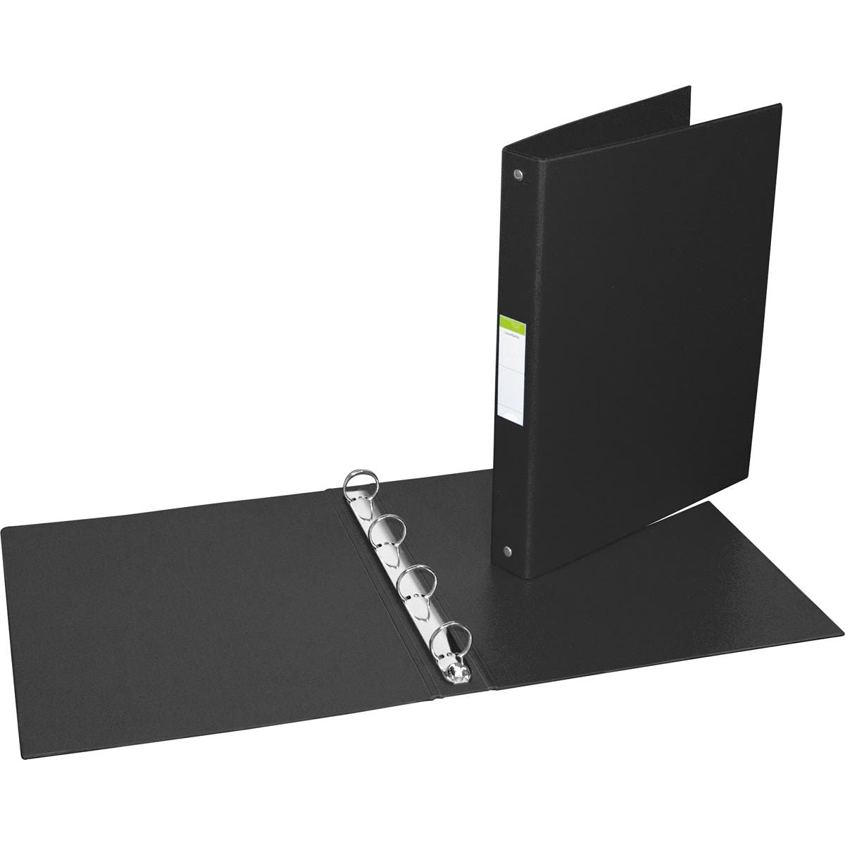 Aurora - Raccoglitore ad anelli per fogli A4, 4 anelli da 25 mm, in PVC, nero