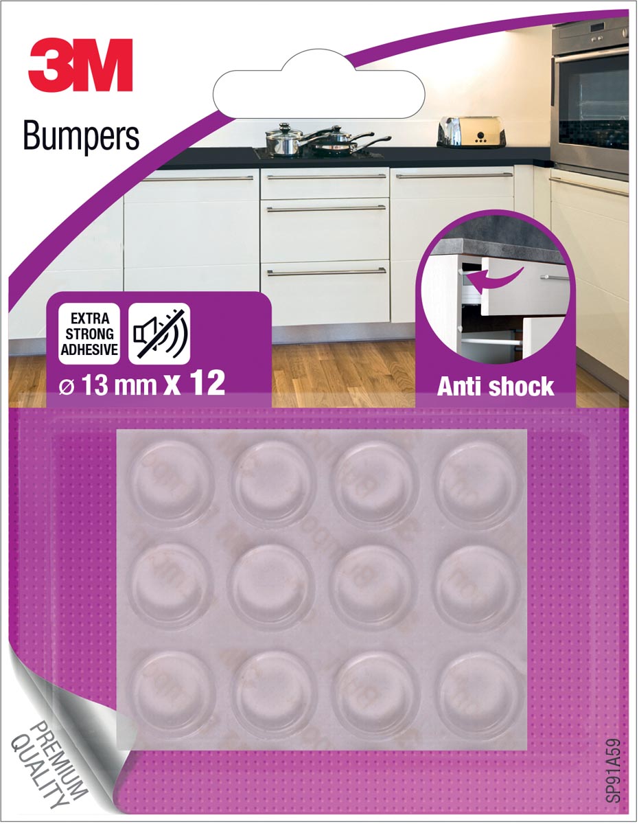 3M - Bumpers, Anti shock, 13 mm, blister van 12 stuks