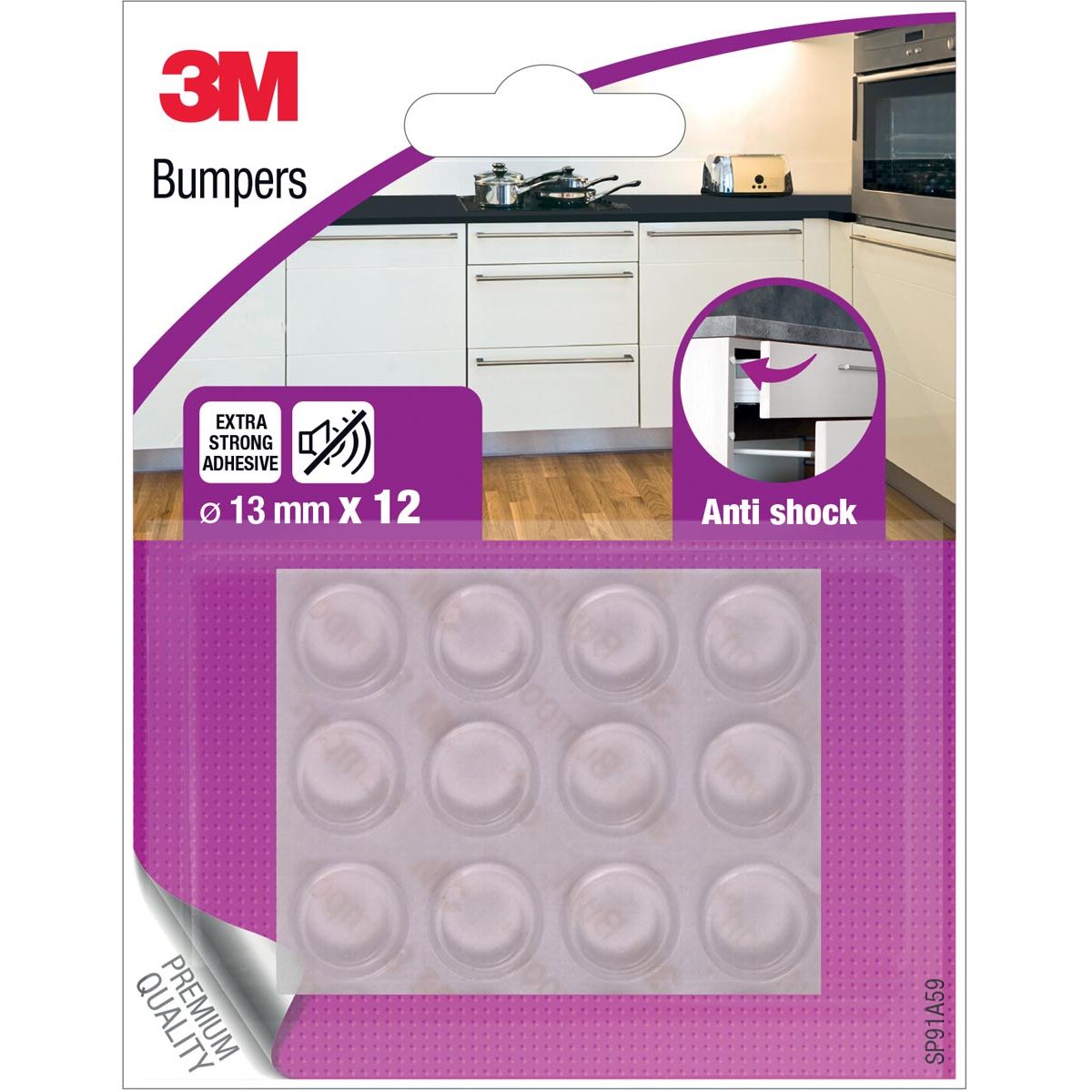 3M - Bumpers, Anti shock, 13 mm, blister van 12 stuks