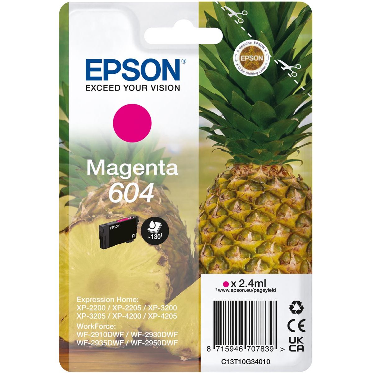 Epson - inktcartridge 604, 130 pagina's, OEM C13T10G34010, magenta