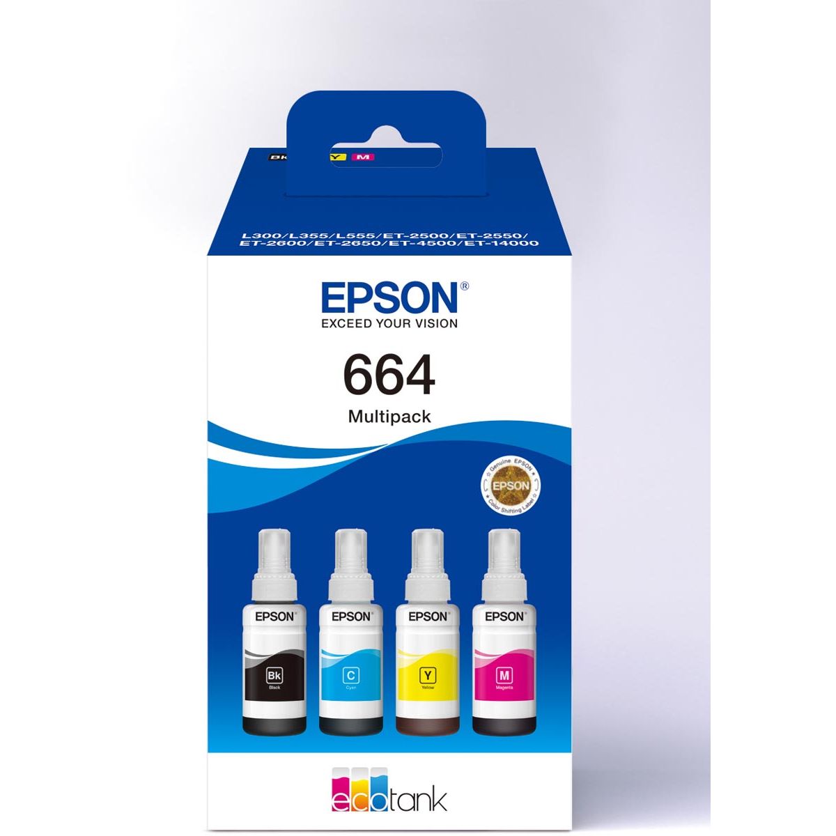 Epson - inktfles 664, 4.500 7.500 pagina's, OEM C13T664640, 4 kleuren